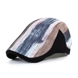 Color Stripes Berets Hat For Men Women's Newsboy Caps Golf Driving Cabbie Duckbill Flat Hat Spring Summer Visor Sun Cap Gorras