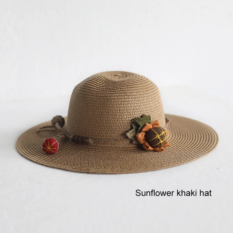 Hat Bag Set Wide Brim Straw Hats Cap Single Shoulder Bag for Kids Spring Summer Beach THJ99