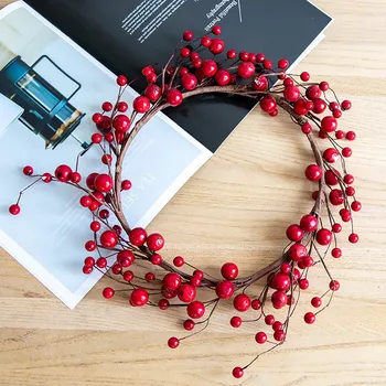 

#40 20/30cm Red Berries Christmas Wreath Red Wreath Hanging Christmas Decoration Christmas Decorations For Home Navidad