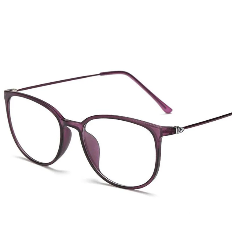 Очки по рецепту для близорукости, для женщин и мужчин, овальные очки для студентов, близорукие очки, диоптрия-0,5-1,0-1,5-2,0-6,0 - Цвет оправы: purple frame