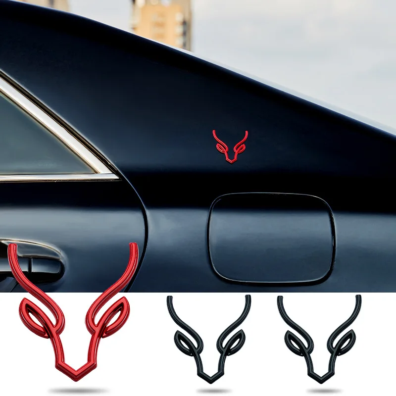 

2 Pcs Personalized 3d stereo deer head metal sticker car body decoration car window sticker Motorcycle Modified Car Accessories