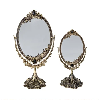 

Alina European-Style Bronze Mirror Desktop Large Double-Sided Makeup Mirror Dormitory HD Beauty Retro Princess Mirror