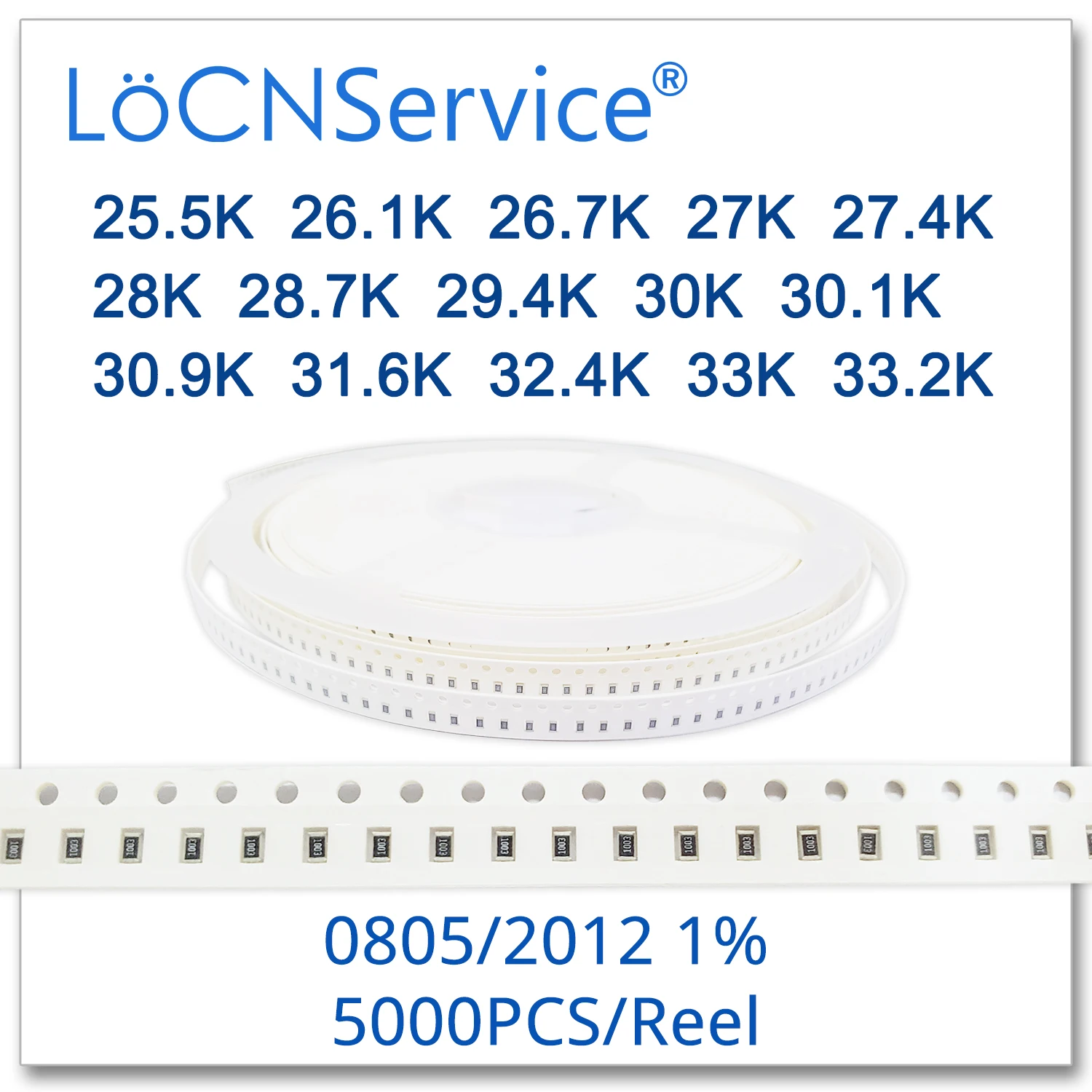LoCNService 0805 1% 5000 шт. 25 5 K 26 1 7 27K 27 4 28K 28 29 30K 30 9 31 6 32 33K 33 2 2012 резистор Ом | Электроника