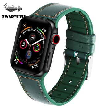 

Genuine Leather strap for Apple watch band 42mm 38mm for iWatch band 40mm 44mm silicone watchband bracelet for apple watch 5 4 3