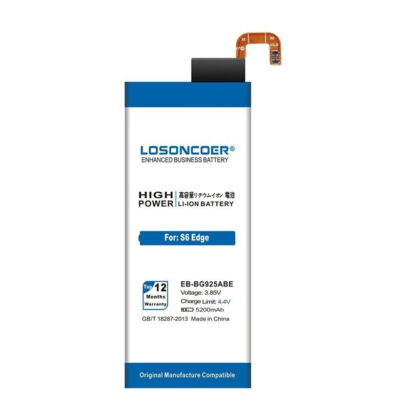 LOSONCOER 5200 мАч высокой Ёмкость EB-BG925ABE Батарея для samsung GALAXY S6 край G9250 G925FQ G925F G925S S6Edge G925V G925A