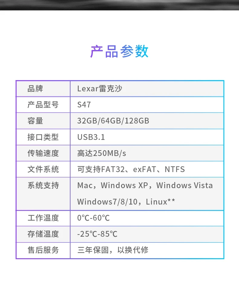 Lexar флеш-накопитель 64 ГБ мини USB флеш-накопитель 32 Гб 128 ГБ S47 USB3.0 флеш-накопитель USB флешка для ноутбука