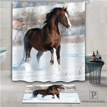 

Custom Horse (1) Waterproof Shower Curtain Doormat Home Bath Bathroom Polyester Fabric Multi Sizes#2019-01-12-202