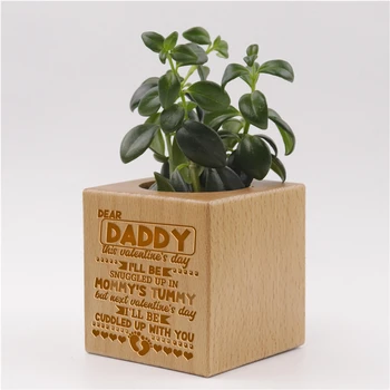 

Wooden Succulent Planter Pot Balcony Fleshy Potted Plant Customized Gift Shopify Dropshipping Engraved Gift To Dad Man Lover