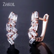 ZAKOL романтический стиль AAA кубические серьги-кольца с цирконом для женщин Свадебная вечеринка ювелирные изделия FSEP668