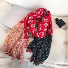 Мода Ацтекский дизайн геометрический узор в Цветочная вискозная шаль шарф леди высокое качество обертывание пашминовый палантин Bufanda мусульманский хиджаб снуд