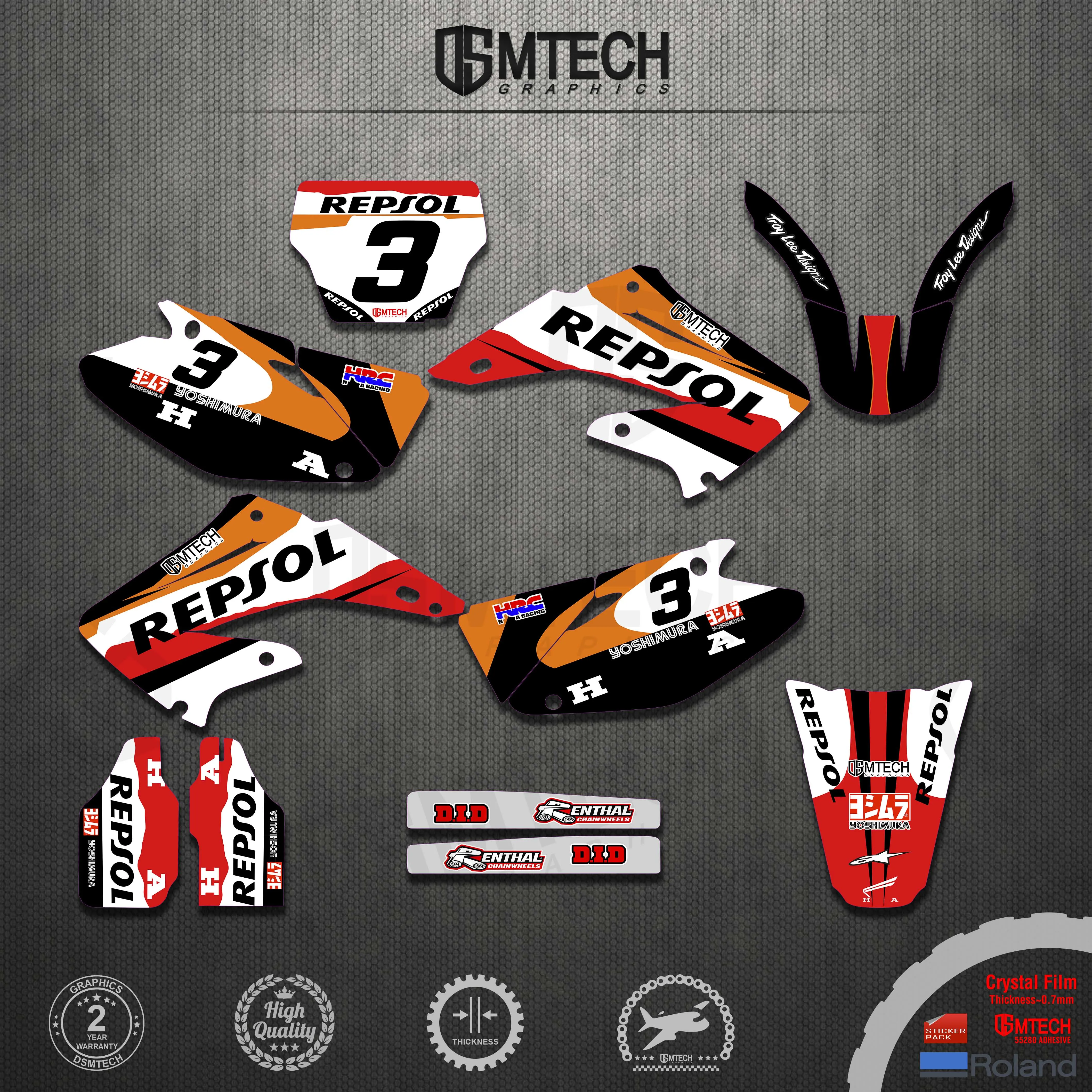 DSMTECH  Graphics Stickers Decals kits For Honda 2002 2003 2004 2005 2006 2007 2008 2009 2010 2012 CR125 CR250