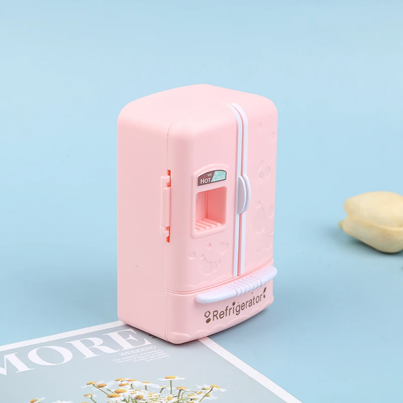 1 Pc 1/12 Casa Delle Bambole In Miniatura Rosa Frigorifero Frigorifero Congelatore Per Bambole Accessori Per La Decorazione Della Cucina