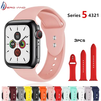 

3pcs belt New colors soft silicone Bands for apple watch Series 1 2 3 38mm 42mm link Bracelet Strap for iwatch 5 4 40mm 44mm