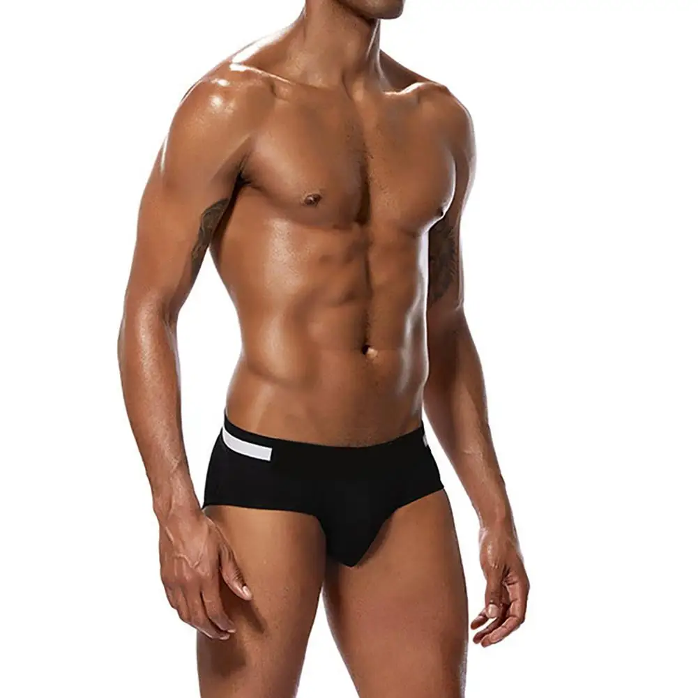 

Men Solid Color Bulge Pouch U Convex Cotton Underwear Mid Rise Briefs Underpants