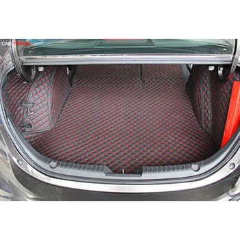 

High quality mats! Full set car trunk mats for Mazda 3 2018-2014 sedan waterproof cargo liner mats boot carpets for Mazda 3 2016