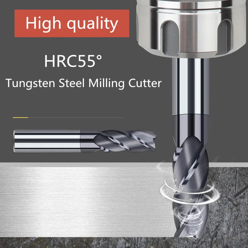 

1PCS Endmill HRC55 4 Flute Milling Tools Metal Cutter Alloy Carbide Tungsten Steel Milling Cutter End Mill 4mm 6mm 8mm 10mm 12mm
