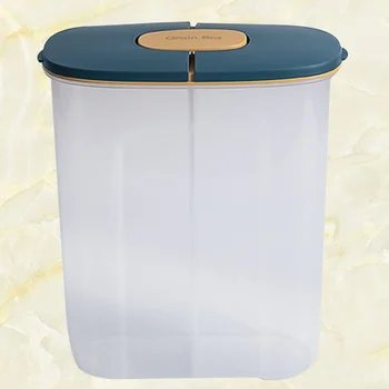 

1pc Plastic Sealing Jar Household Grain Box Compartments Sealed Canister Large Capacity Grain Storage Tank (Dark Blue)
