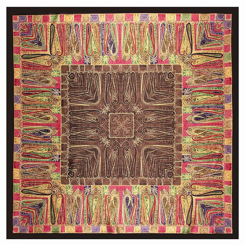 

POBING Geometric Cashew Print Headband Hijabs Bandana Satin Silk Scarf Women Shawl Foulards Femme Square Scarves Wraps 90*90CM