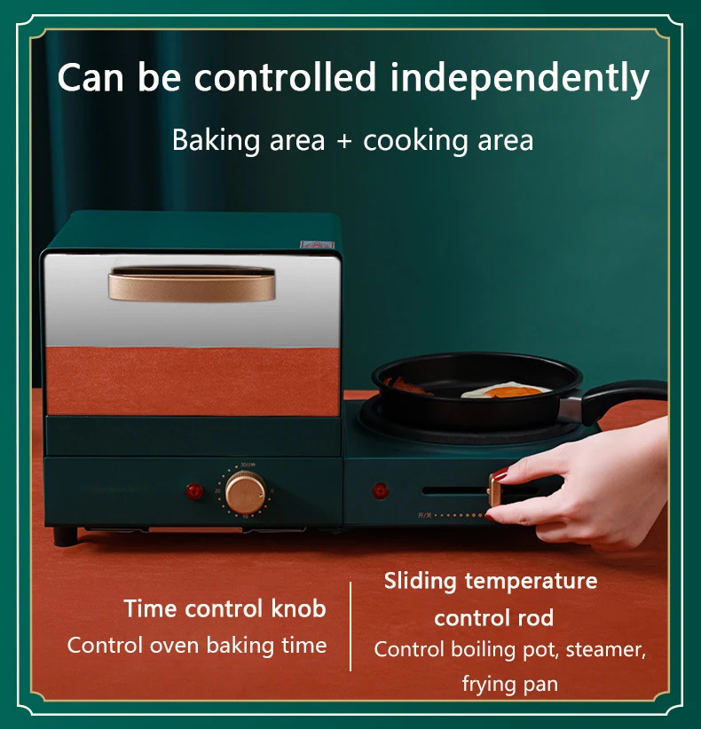 Description Picture 3 of itemDMWD 4 in 1 Household Electric Breakfast Machine Toaster Frying Pan Mini Oven Bread Sandwich Pizza Maker Hot Boiling Pot Steamer