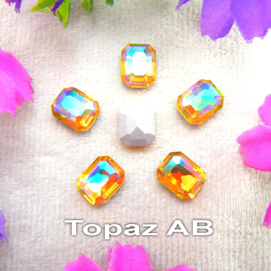Прекрасный стеклянный кристалл 7 размеров прозрачный AB& радужные цвета остроконечные прямоугольной формы клей на Стразы бусины Аппликация diy отделка - Цвет: A14 Topaz AB