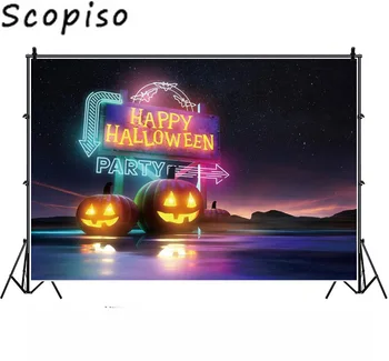

Scopiso Happy Halloween Party Backdrop Pumpkin Lantern Vinyl Photography Background For Photo Studio Backdrops Props