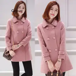 Autumn Winter New Woolen Coat Women's Mid-Length Korean Elegant Slim Wool Overcoat Female Casual Plus Size Outerwear