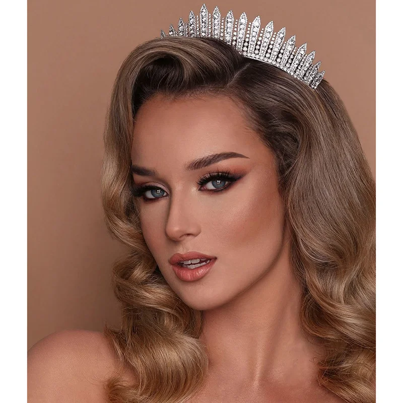 Trendy Wedding Baroque Crown Bridal Rhinestone Tiara And Crowns Bride Hair Jewelry Crystal Princess Headpiece | Украшения и