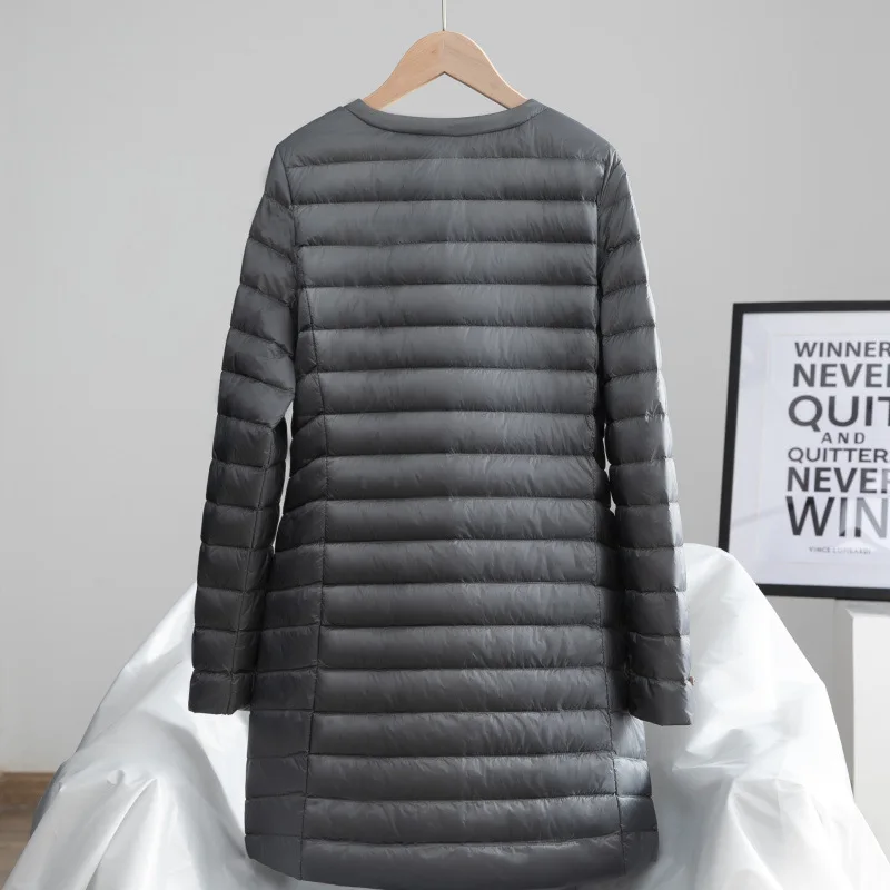 WSYORE Зима длинное ультра легкое пуховое пальто для женщин плюс размер 3XL куртка осень-зима винтажное тонкое повседневное черное пальто NS1529
