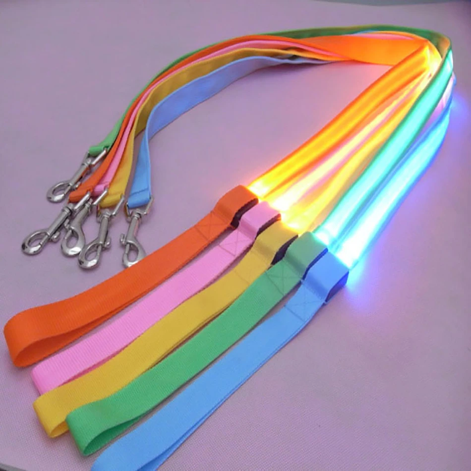 

Luminous Dog Running Leash Nylon LED Light Webbing For Dogs 120cm Luminous Dog Product Supplies