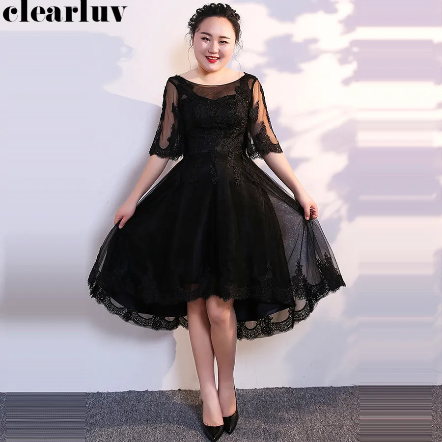 

Backless Prom Dress Vestidos De Gala Short Front Long Back Dresses Women Party Night T353 2019 Plus Size Simple Black Prom Gown