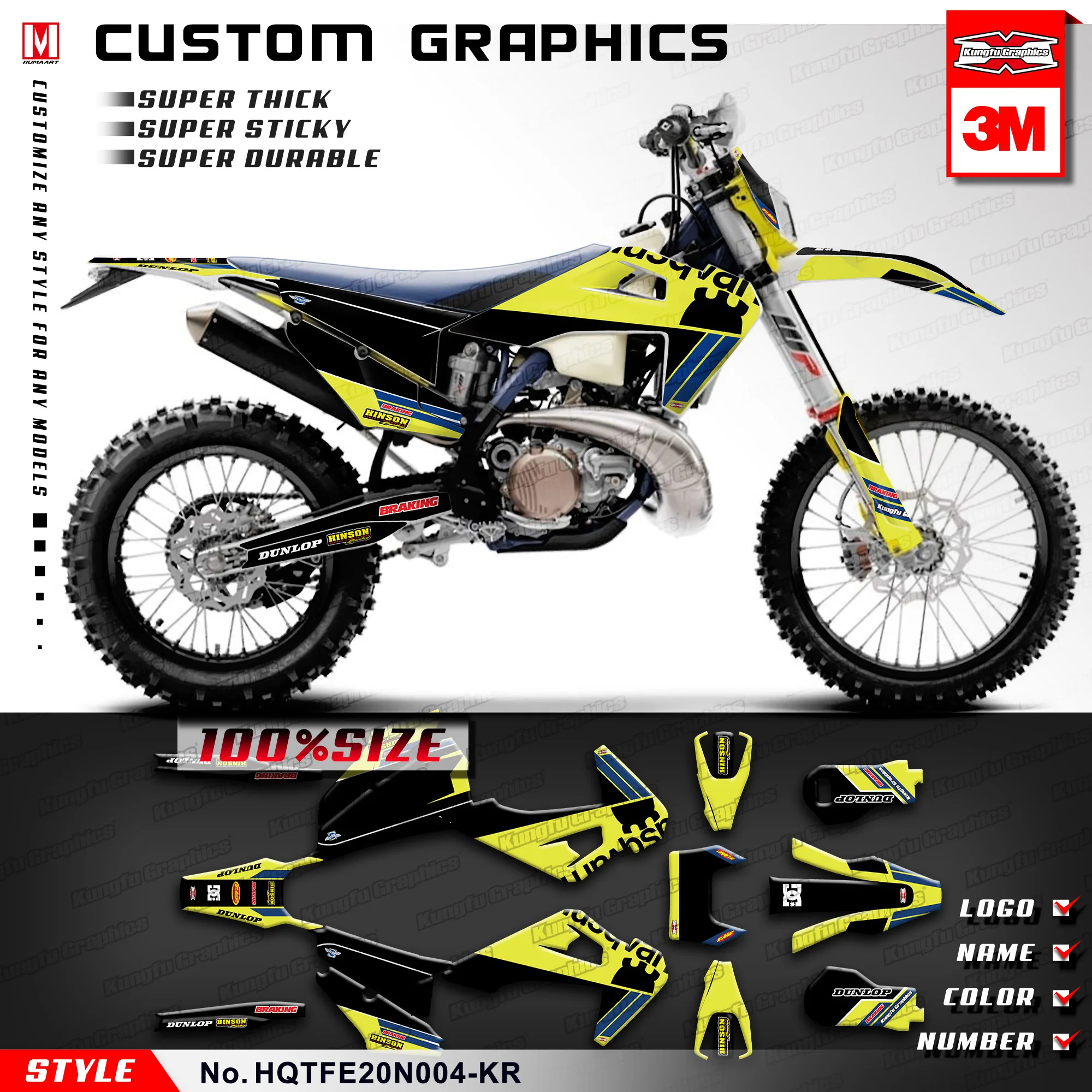 KUNGFU GRAPHICS Enduro Motorcycle Sticker MX Decal Kit Graphic for TE 150i 250i 300i FE250 FE350