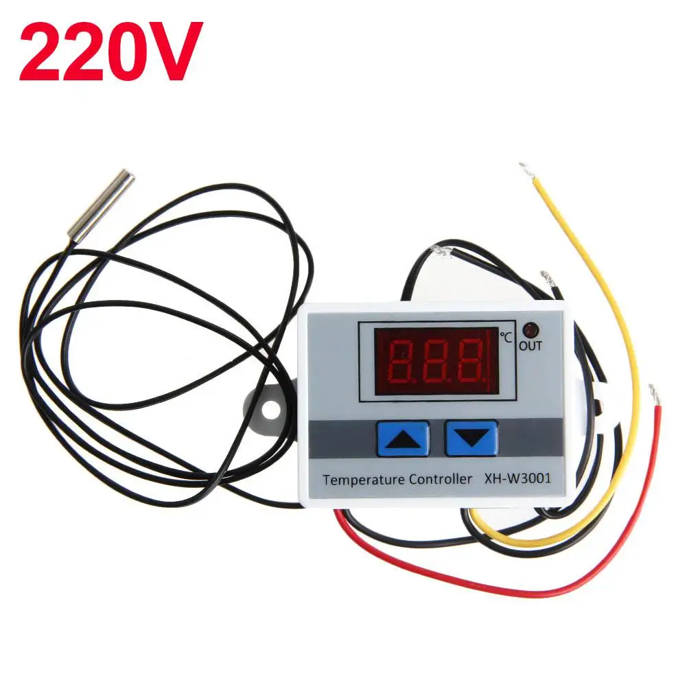12V 24V 220VAC Digital LED Temperature Controller XH-W3001 For Incubator Cooling Heating Switch Thermostat NTC Sensor Control Sw