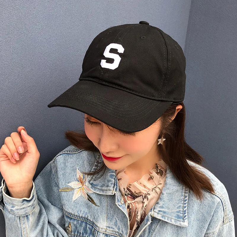 

'S Lettered Embroidered Baseball Cap Korean-style Youth Versatile Outdoor Brim Hat Students Couples' Cap Children Topee Men's