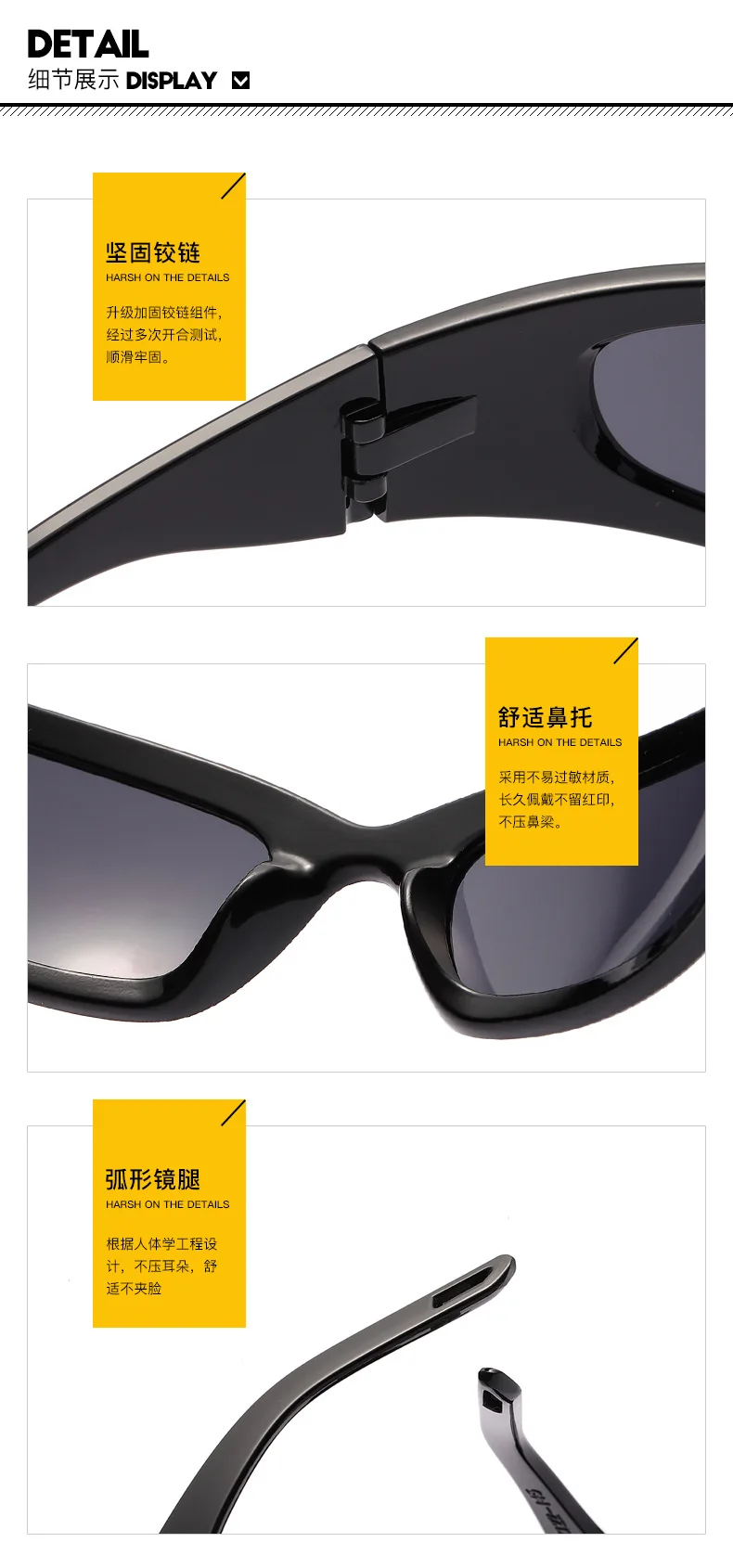 big black sunglasses 2021 New Moon Rectangular Sunglasses for Women Man Vintage Outdoor Cycling Sports Hip Hop Punk Sun Glasses UV400 Trend Female women's sunglasses