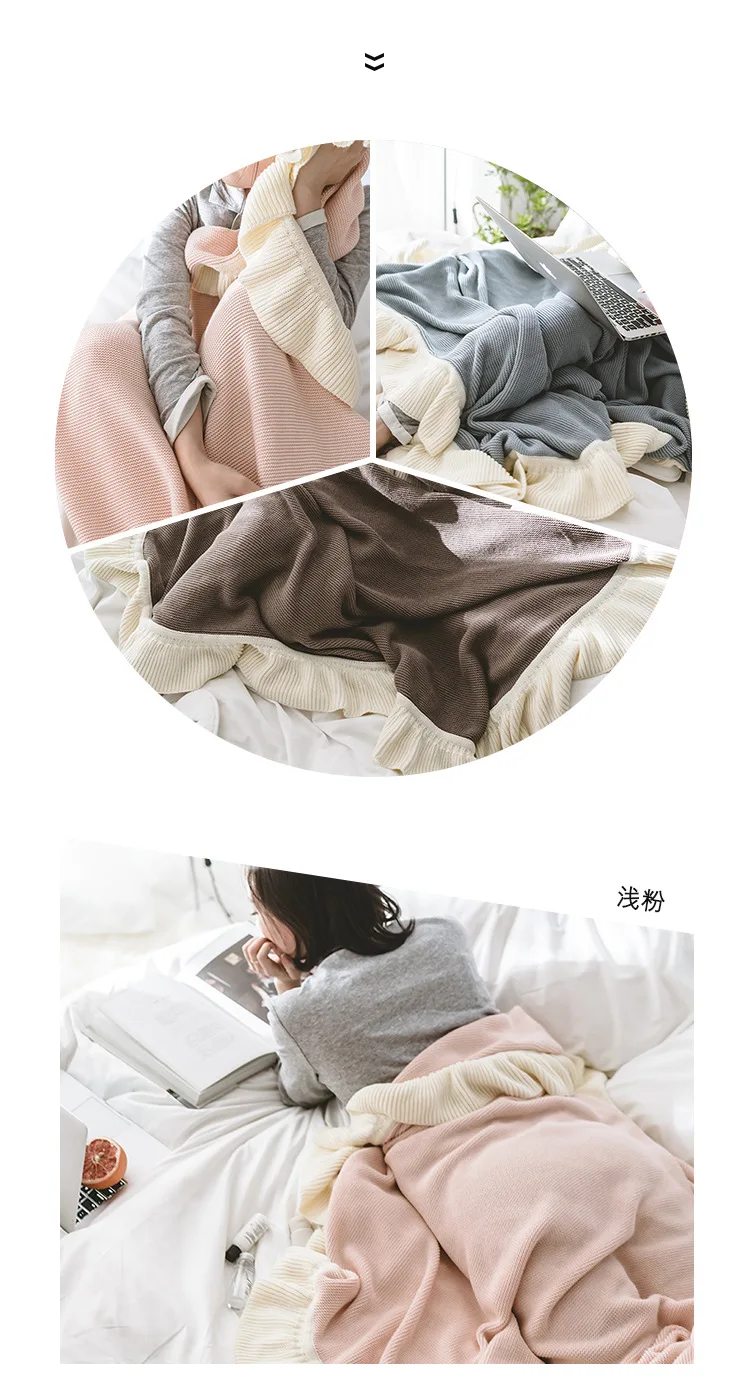 J-so Rueijing Textile New Style Flounced INS Knitted Blanket Nordic Casual Blanket Sofa Blanket