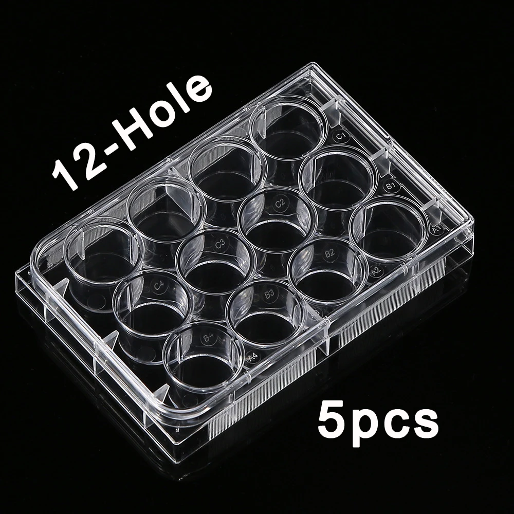 5Pcs Polystyrene Petri Dishes Culture Dish 12 Hole for Laboratory