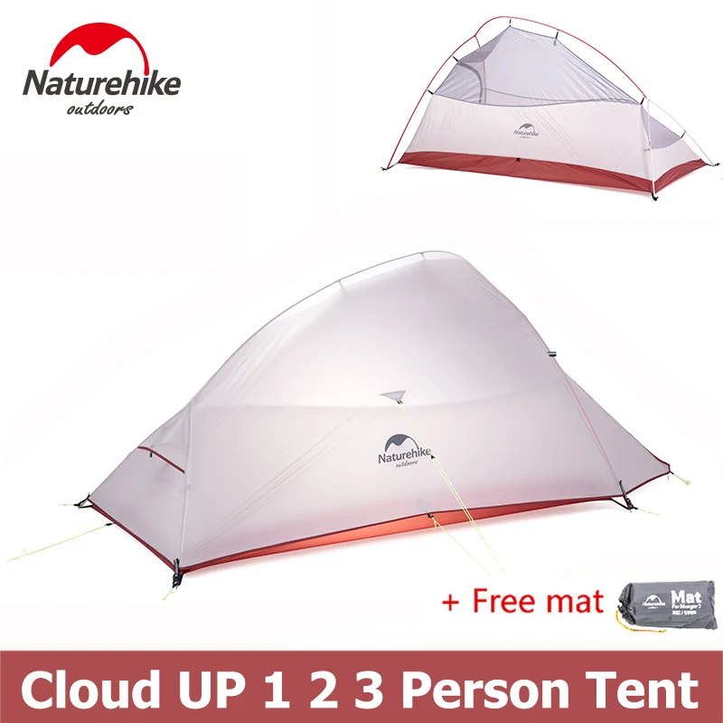 Палатка Naturehike Cloud Up на 1 2 3 человек двухслойная для пешего туризма с ковриком NH15T001-T