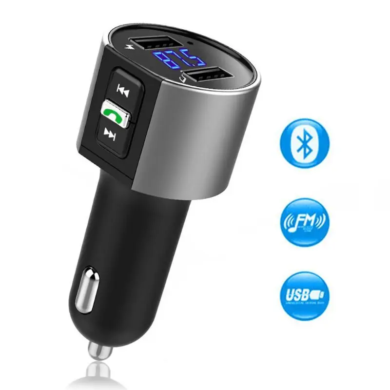 Беспроводной автомобильный Bluetooth fm-передатчик MP3-плеер адаптер автомобильный комплект 2 USB зарядное устройство