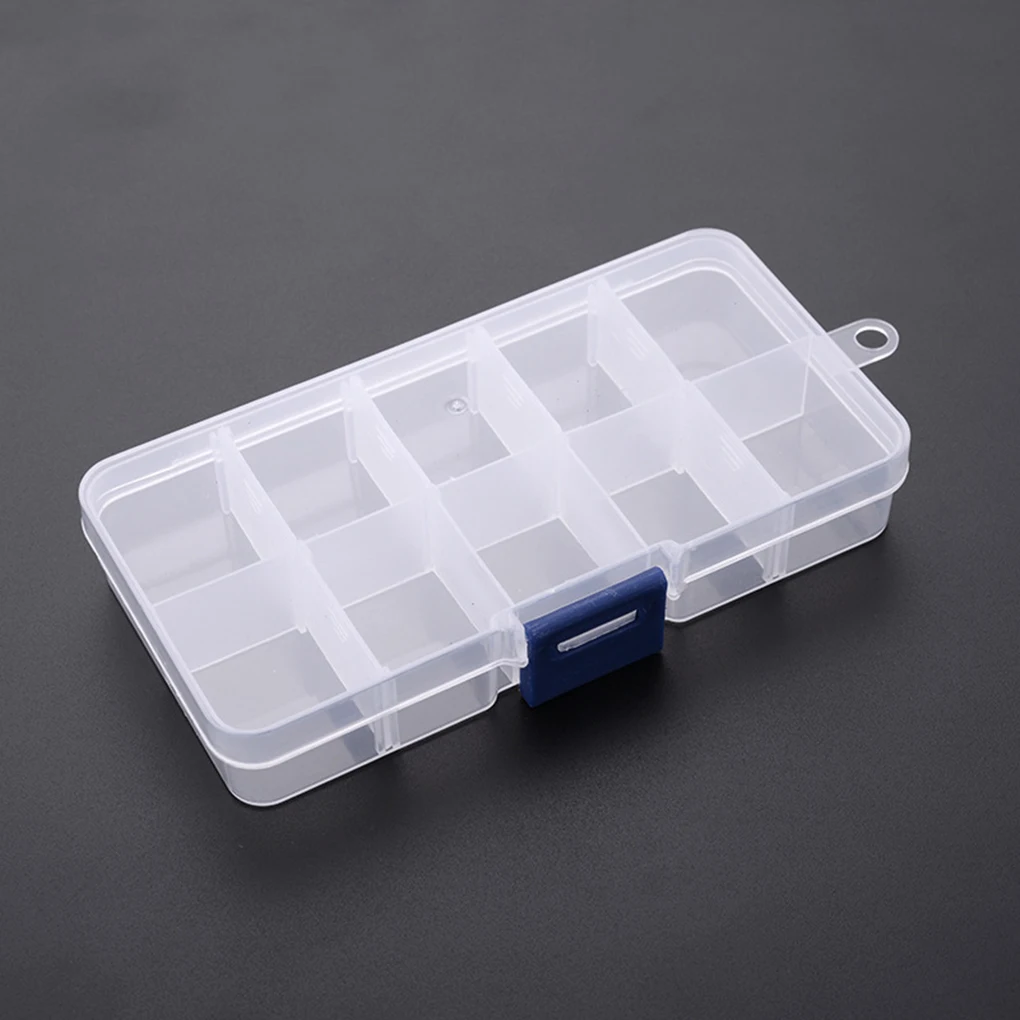 

10 Compartment Storage Box Practical Adjustable Plastic Case for Bead Rings Jewelry Display Organizer