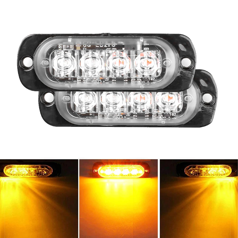 2Pcs Car Strobe 4LED Signal Lamp Grill Flashing Breakdown Emergency Light Truck Trailer Beacon For Motorcycle | Автомобили и