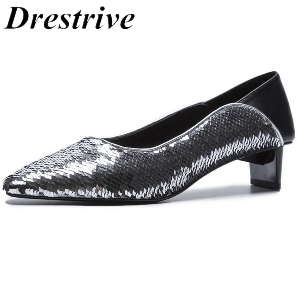 Drestrive модные женские туфли-лодочки вечерние туфли из коровьей кожи на каблуке 3,5 см; сезон весна-осень; обувь с отделкой из свиной кожи с острым носком; размеры 34-39