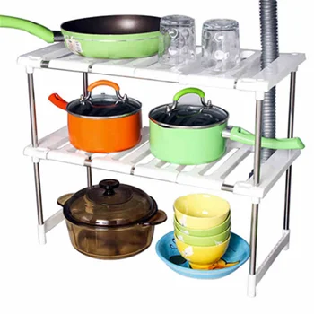 

Stainless steel retractable sink rack Kitchen storage rack Pot rack