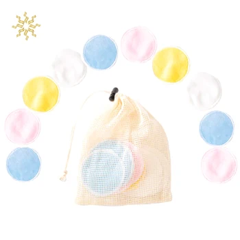 

10pcs Make Up Remover Pads Washable Cleansing Cotton Reusable Face Wipes Microfiber Natural Bamboo Facial Skin Care K510