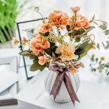 

Artificial Silk Flowers European Fall Vivid Carnation DIY Fake Leaf Peony Mother's Day Teacher's Gift Wedding Home Decoration