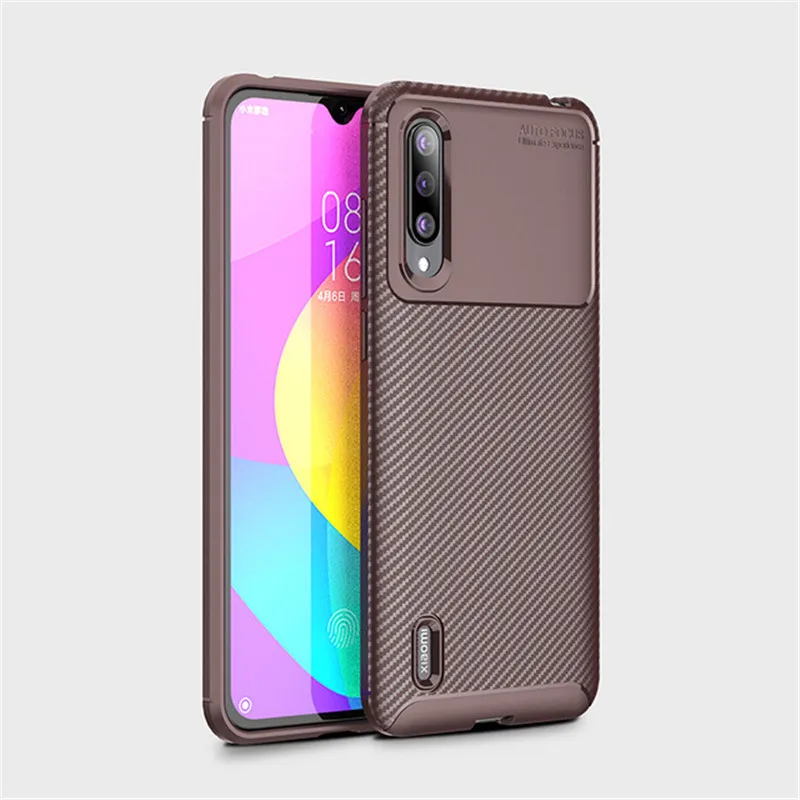 Карбоновый чехол для телефона для Xiaomi mi 9 SE Honor 8 Lite 9T A2 A3 Lite чехол CC9 CC9E F1 играть макс 3 Red mi примечание 6 7 Pro фотоаппаратов моментальной печати 7S 6A 7A силиконовый чехол - Цвет: Brown