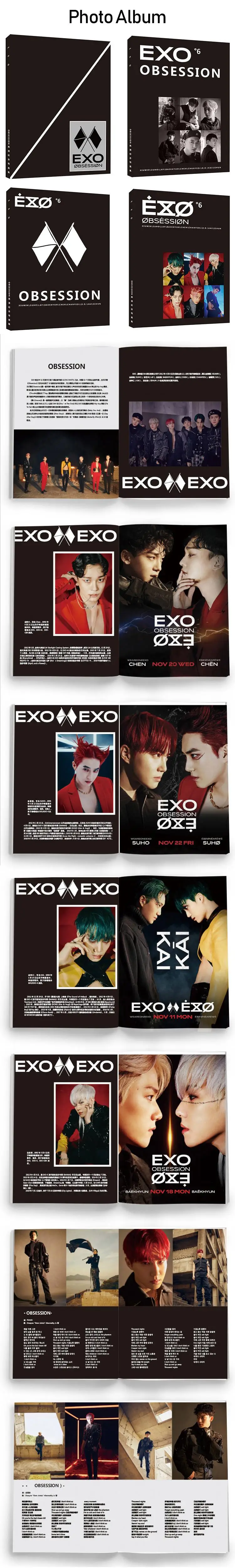 Kpop EXO 6-й альбом Набор фотоальбомов Подарочный пакет K-pop Фотокнига плакат BAEKHYUN KAI CHEN CHANYEOL SEHUN SUHO подарки для фанатов