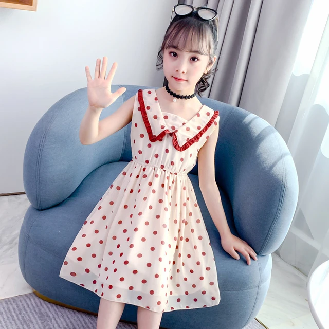 Vestidos Elegantes de princesa para niñas, ropa dulce de verano niñas, de lunares Beige para niños pequeños, trajes para adolescentes y niños 2020 _ - AliExpress Mobile