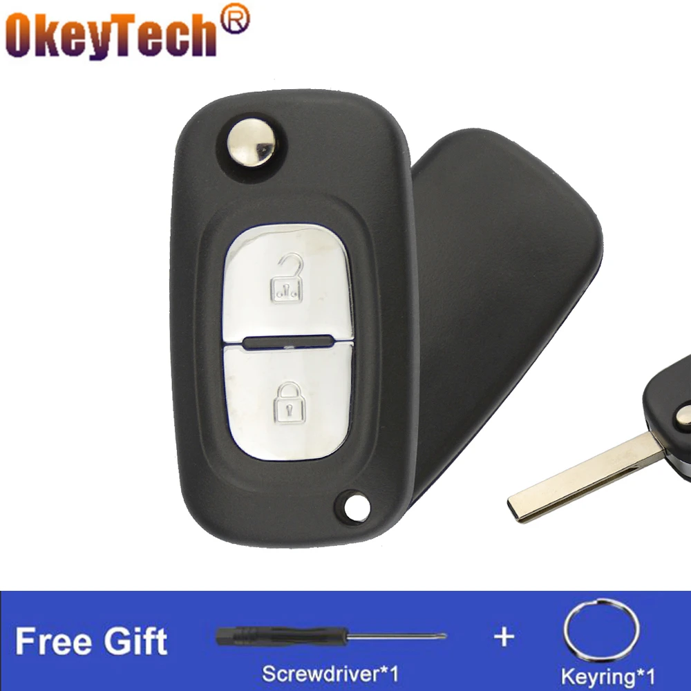 OkeyTech 2/3 Button For Renault Clio 3 Megane 3 Kangoo Modus Flip Folding Remote Control Car Key Shell Case Fob With Uncut Blade ignition coil