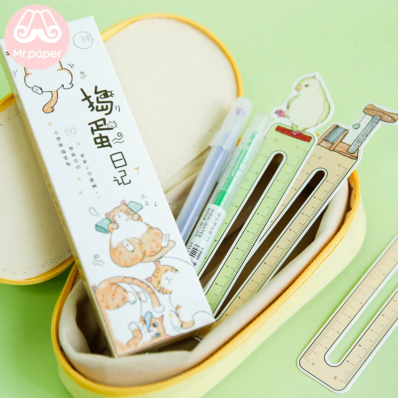 Mr paper 30 шт./кор. Kawaii Kitty линейка неправильные закладки для новизны книга для чтения создатель страница инструмент для письма бумажная линейка закладки