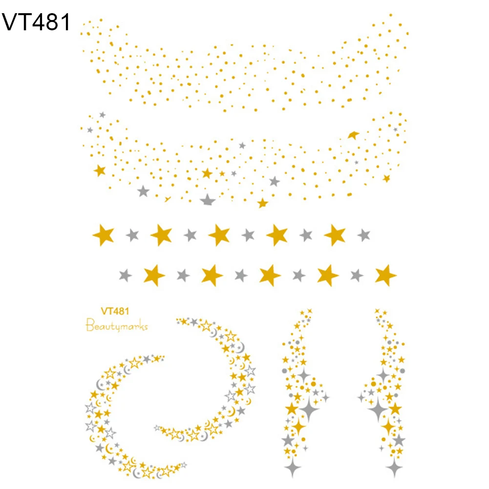 2Pcs Waterproof Shiny Metallic Gold Glitter Tattoo Sticker Temporary Body Art Men Fashion Body Art Kids Children Hand Fake 2Pcs Waterproof Shiny Metallic Gold Glitter Tattoo Sticker Temporary Body Art Men Fashion Body Art Kids Children Hand Fake